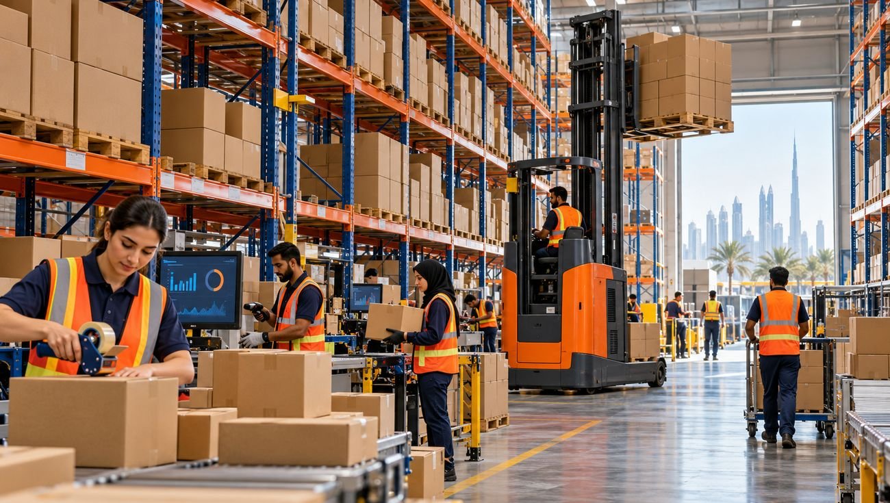 Busy e-commerce warehouse in the UAE