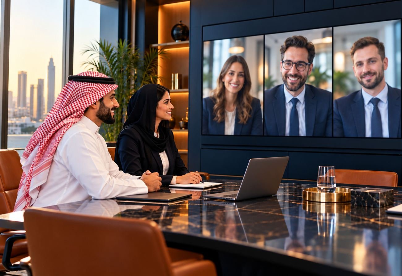 Gulf team on a video call with an international agency partner